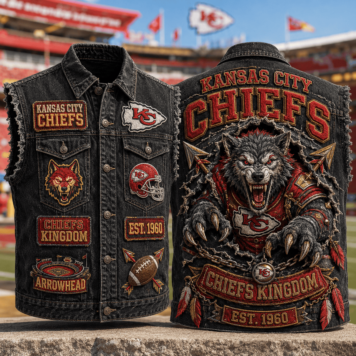 KCC PREMIUM DENIM VEST LNTH