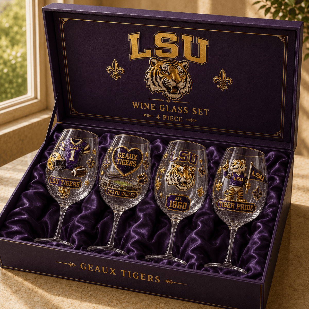 Premium LSU Wine Glass Cup NHVH