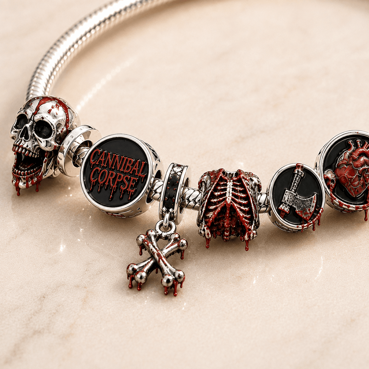 CNC Silver Charm Bracelet Set PTT