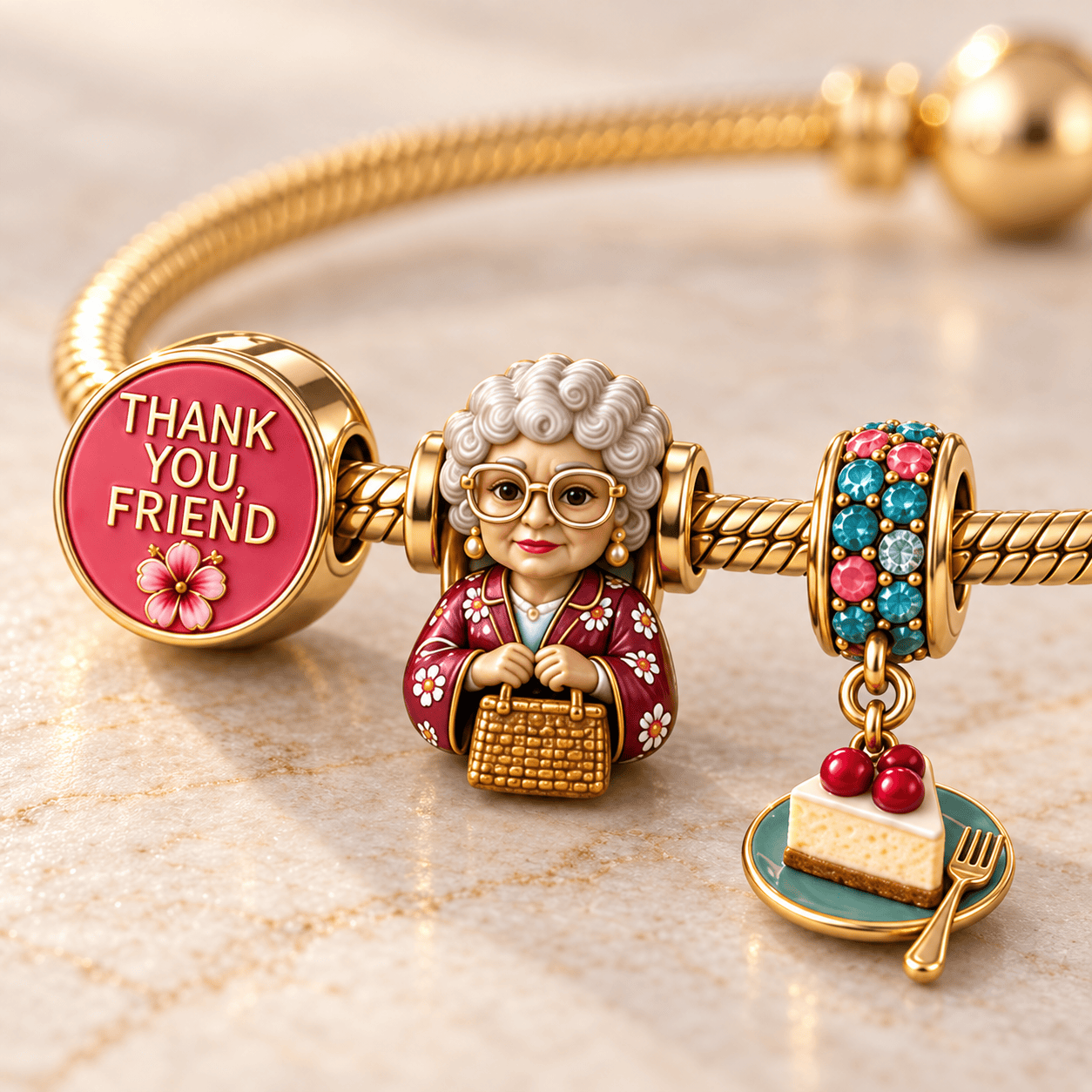 TGG Gold Charm Bracelet Set HQH