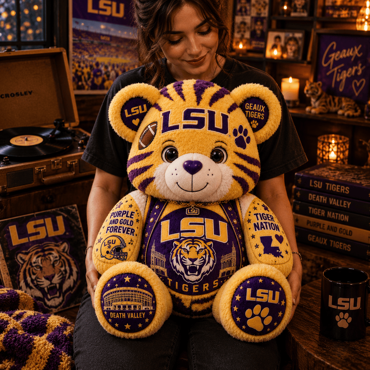 LSU Bear Custom Shaped Pillow