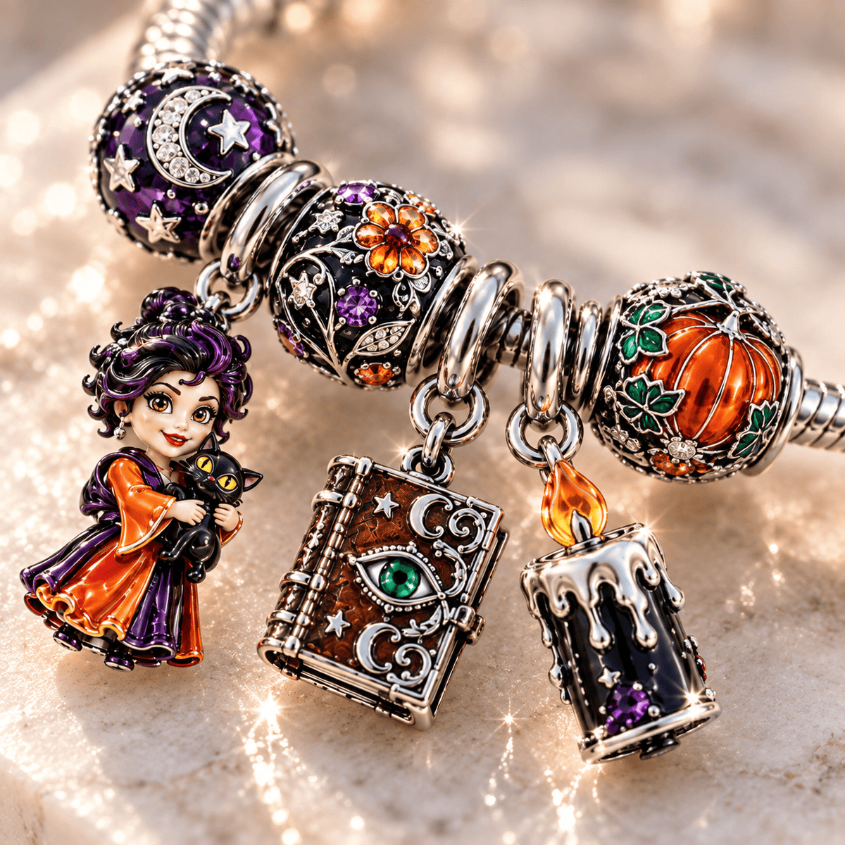 HCPC Silver Charm Bracelet Set NTTB