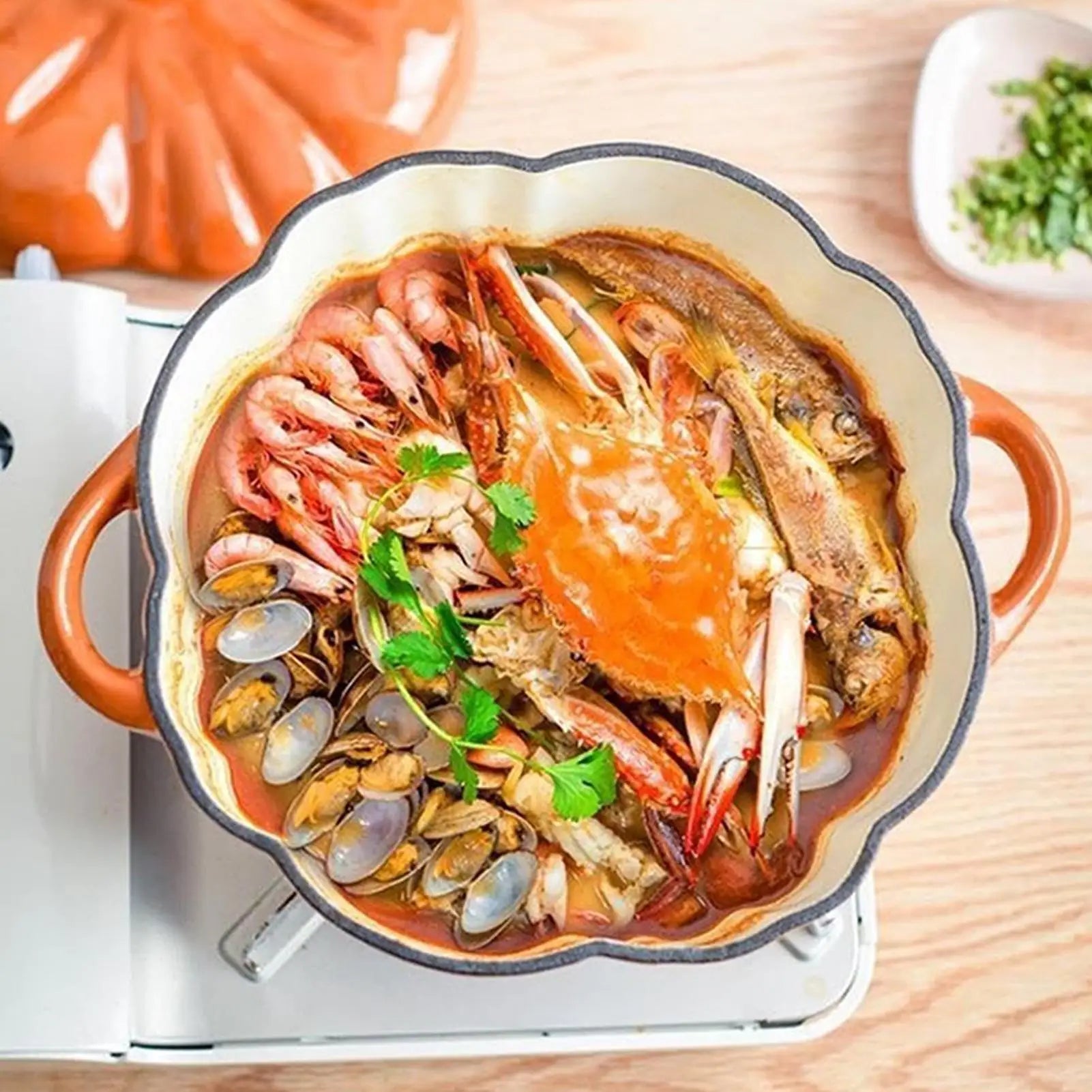 Simmer Pot Pumpkin Design Stew Bean Simmer Pot with Handle Cookware Kitchen Gadget Non-Stick Boiler for Oven Stew Simmering