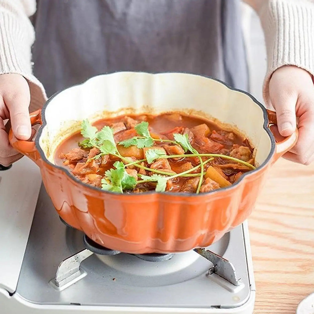 Simmer Pot Pumpkin Design Stew Bean Simmer Pot with Handle Cookware Kitchen Gadget Non-Stick Boiler for Oven Stew Simmering