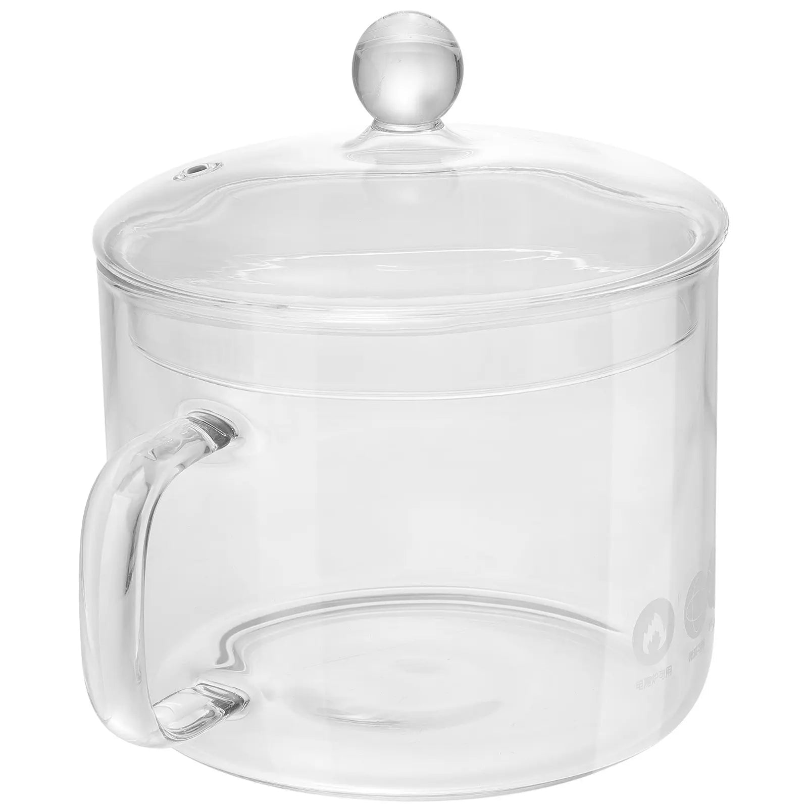 Glass Cooking Pot 13Cm Transparent Lid Ergonomic Handle Simmer Pot Saucepan Stovetop Pasta Soup Baby Food Instant Noodles
