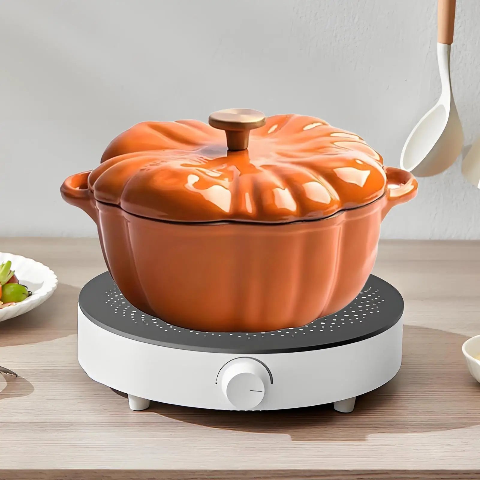 Simmer Pot Pumpkin Design Stew Bean Simmer Pot with Handle Cookware Kitchen Gadget Non-Stick Boiler for Oven Stew Simmering