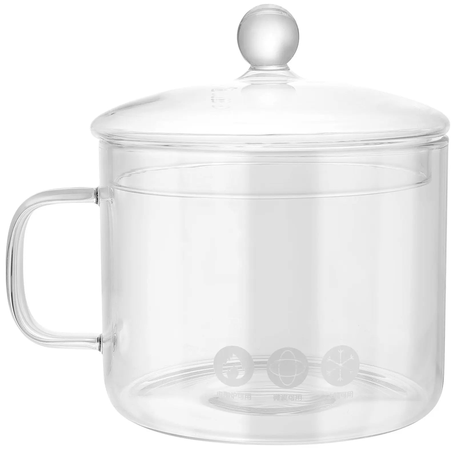 Glass Cooking Pot 13Cm Transparent Lid Ergonomic Handle Simmer Pot Saucepan Stovetop Pasta Soup Baby Food Instant Noodles